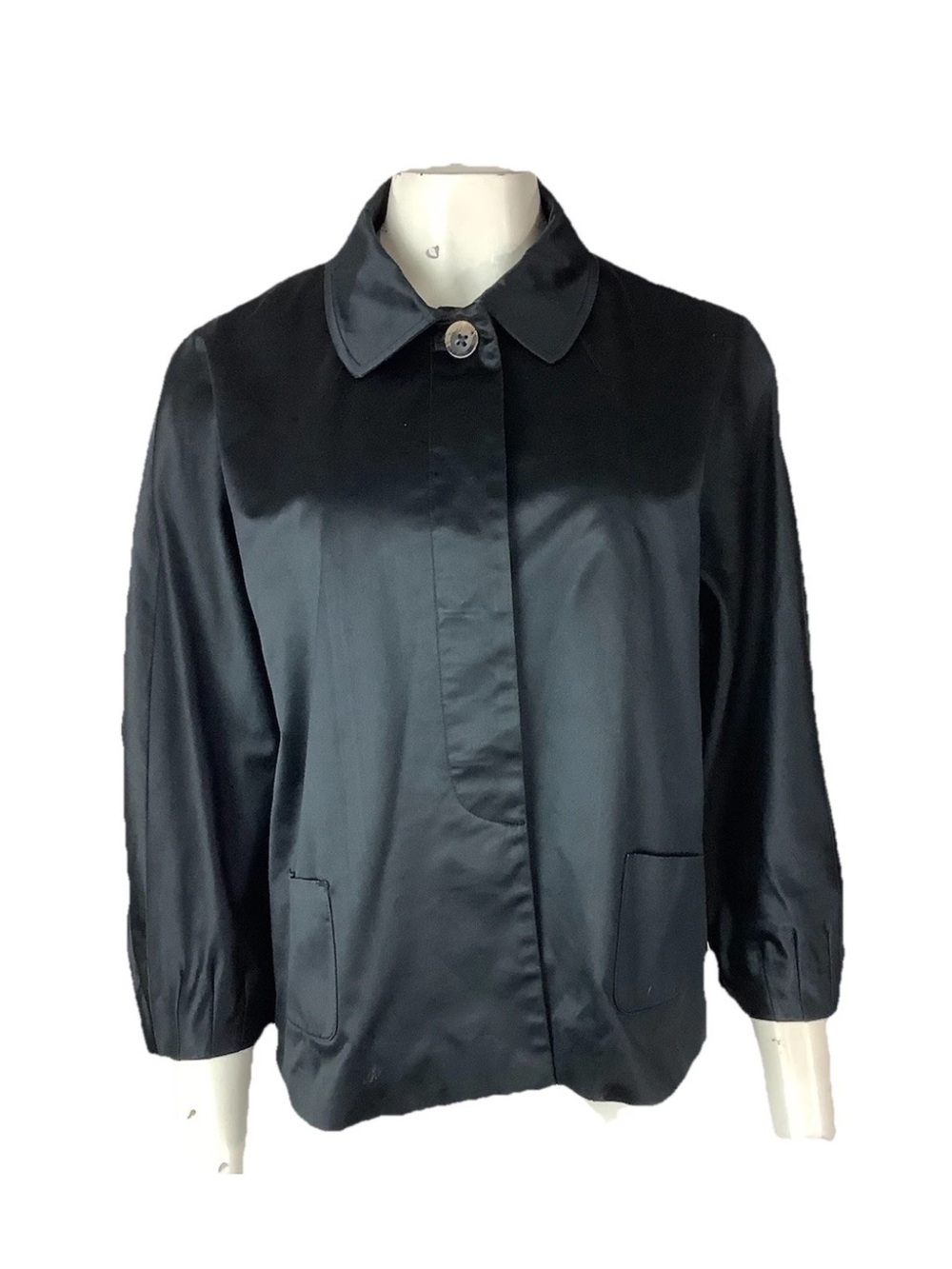 J. Jill Sz L Satin Hidden Buttons Modern Look Business Office Blazer Black